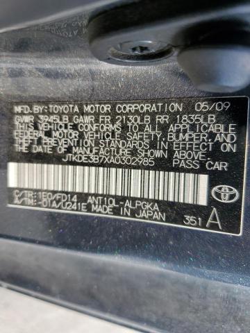 JTKDE3B7XA0302985 - 2010 TOYOTA SCION TC ნაცრისფერი ფოტო 10