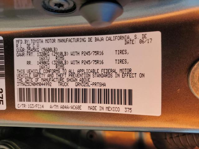 3TMAZ5CN0HM044992 - 2017 TOYOTA TACOMA DOUBLE CAB  照片 10