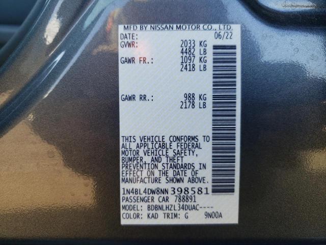 1N4BL4DW8NN398581 - 2022 NISSAN ALTIMA SV GRAY photo 13