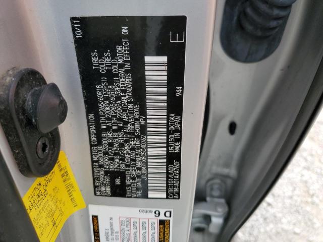 JTJBM7FX8C5040762 - 2012 LEXUS GX 460 SILVER photo 10