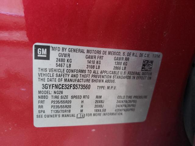 3GYFNCE32FS573560 - 2015 CADILLAC SRX PERFOR 勃艮第红 照片 10