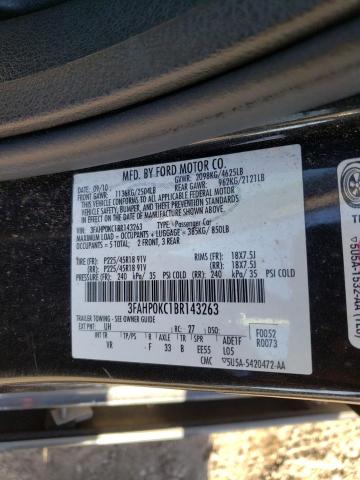 3FAHP0KC1BR143263 - 2011 FORD FUSION SPO BLACK photo 10