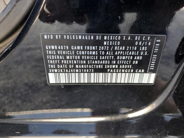 3VW2K7AJ4EM310673 - 2014 VOLKSWAGEN JETTA BASE BLACK photo 10