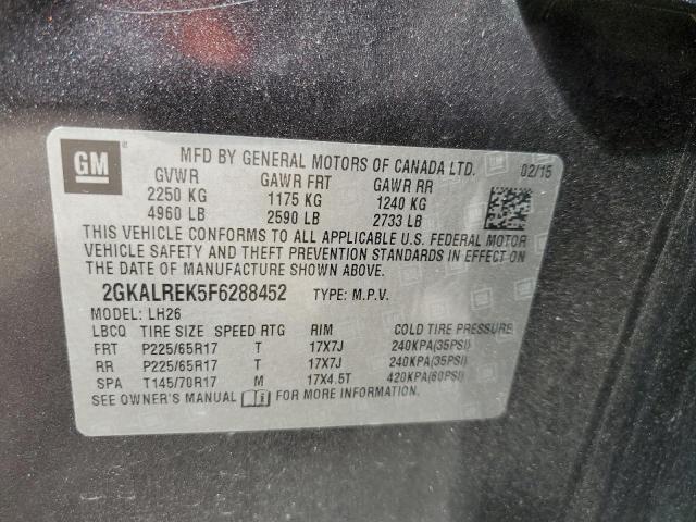 2GKALREK5F6****** - 2015 GMC TERRAIN CHARCOAL photo 10