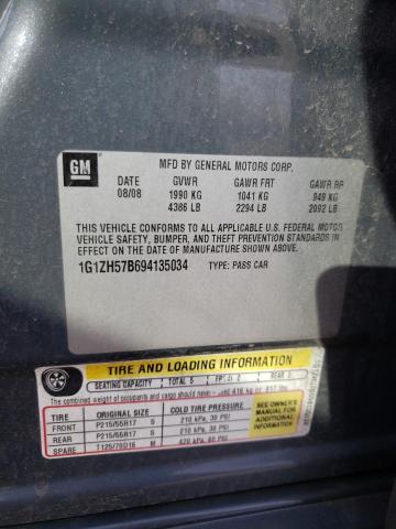 1G1ZH57B694135034 - 2009 CHEVROLET MALIBU 1LT GRAY photo 10