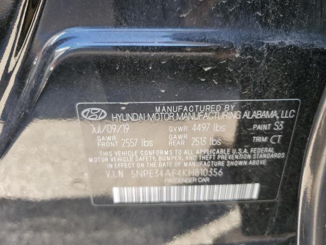 5NPE34AF4KH810356 - 2019 HYUNDAI SONATA LIM BLACK photo 10