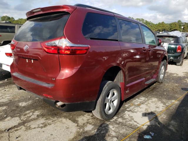 5TDKZ3DC8LS057200 - 2020 TOYOTA SIENNA LE BURGUNDY photo 4