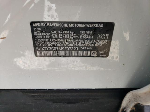 5UXTY3C07M9F07323 - 2021 BMW X3 SDRIVE3 Ақ фото 10