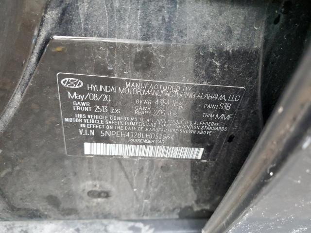 5NPEH4J28LH052554 - 2020 HYUNDAI SONATA LIM BLACK photo 10