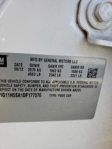 1G11H5SA1DF177376 - 2013 CHEVROLET MALIBU LTZ თეთრი ფოტო 10