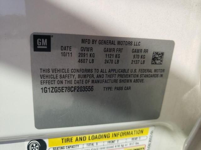 1G1ZG5E78CF203556 - 2012 CHEVROLET MALIBU LTZ თეთრი ფოტო 10