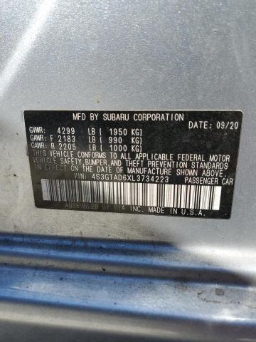 4S3GTAD6XL3734223 - 2020 SUBARU IMPREZA PR SILVER photo 10