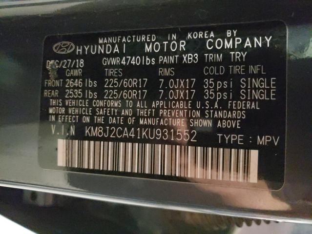 KM8J2CA41KU931552 - 2019 HYUNDAI TUCSON SE GRAY photo 10