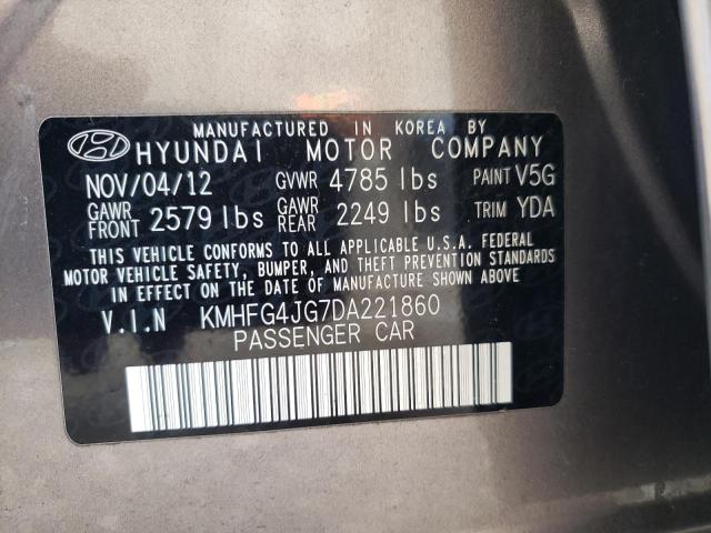 KMHFG4JG7DA221860 - 2013 HYUNDAI AZERA GRAY photo 10