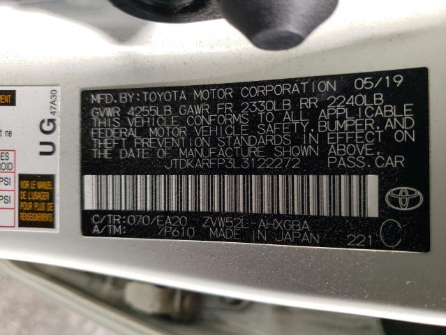 JTDKARFP3L3122272 - 2020 TOYOTA PRIUS PRIM 白色 照片 10