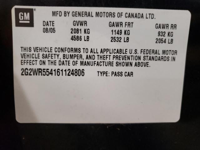 2G2WR554161124806 - 2006 PONTIAC GRAND PRIX შავი ფოტო 10