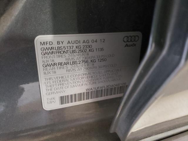 WA1UFAFLXDA048106 - 2013 AUDI A4 ALLROAD GRAY photo 10