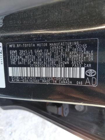 2T1KR32EX6C570885 - 2006 TOYOTA MATRIX 黑色 照片 10