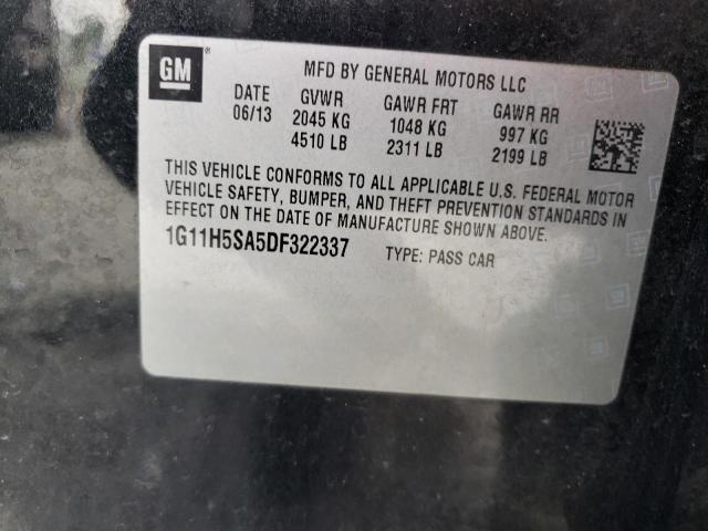 1G11H5SA5DF322337 - 2013 CHEVROLET MALIBU LTZ შავი ფოტო 10