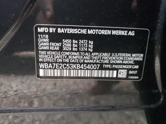 WBA7E2C53KB454007 - 2019 BMW 740 I CHARCOAL photo 10