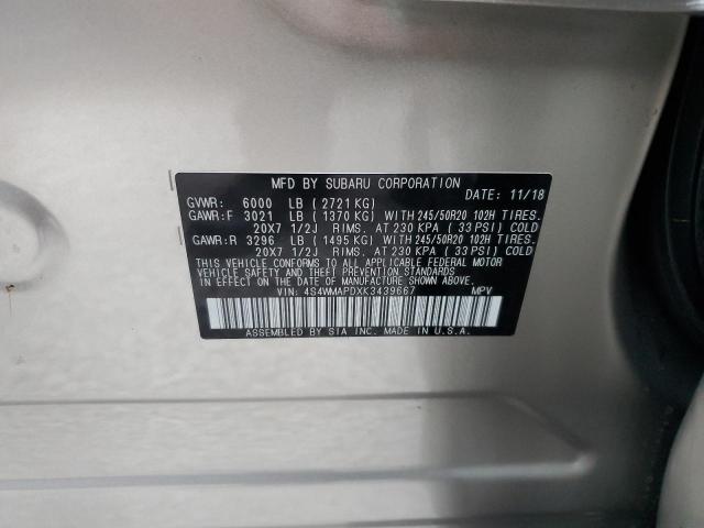 4S4WMAPDXK3439667 - 2019 SUBARU ASCENT LIM GOLD photo 10