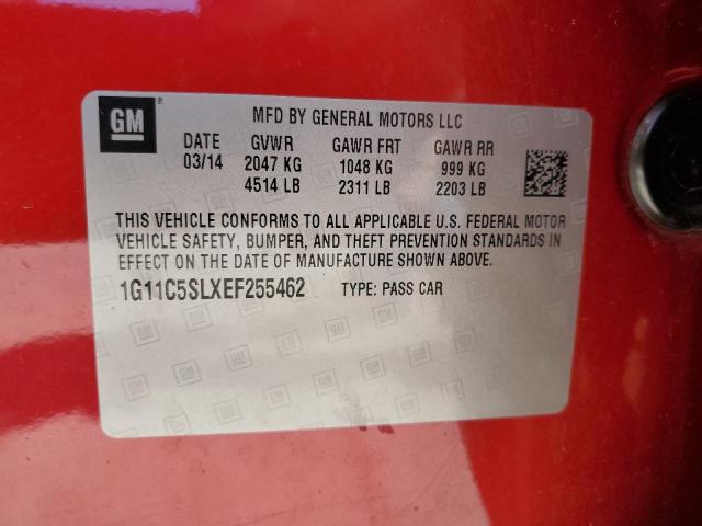 1G11C5SLXEF255462 - 2014 CHEVROLET MALIBU 1LT 红色 照片 10