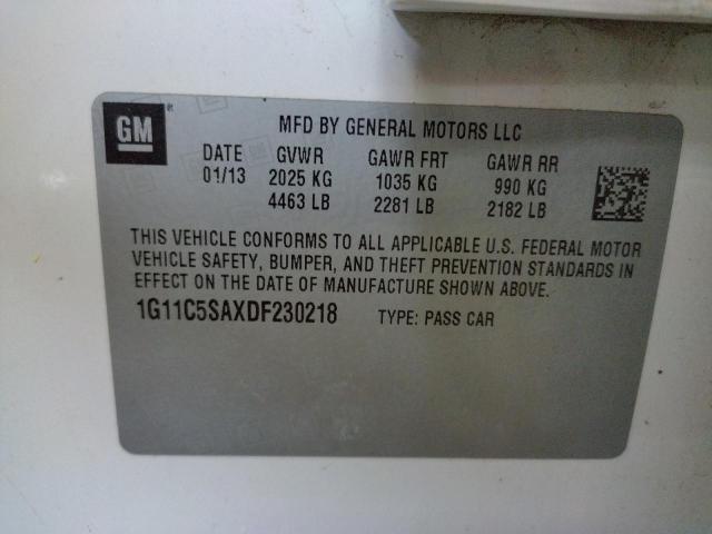 1G11C5SAXDF230218 - 2013 CHEVROLET MALIBU 1LT თეთრი ფოტო 10