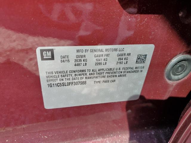 1G11C5SL0FF307988 - 2015 CHEVROLET MALIBU 1LT ბურგუნდია ფოტო 10