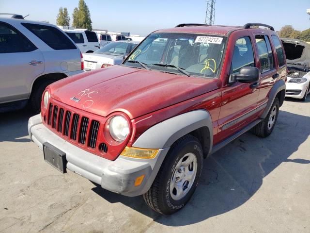 1J4GK48K95W651230 - 2005 JEEP LIBERTY SP RED photo 2