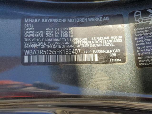 WBA3R5C55FK189407 - 2015 BMW 435 XI GRAY photo 10