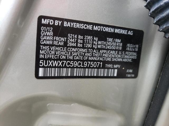 5UXWX7C59CL975071 - 2012 BMW X3 XDRIVE3 TAN photo 10