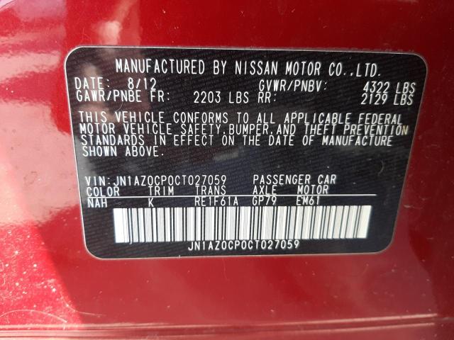 JN1AZ0CP0CT027059 - 2012 NISSAN LEAF SV RED photo 10