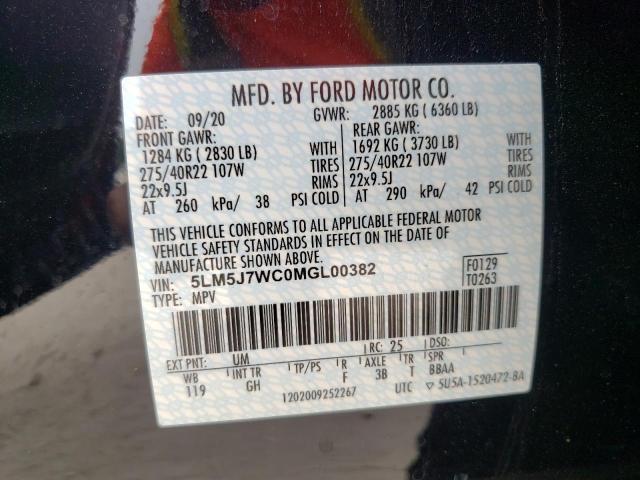 5LM5J7WC0MGL00382 - 2021 LINCOLN AVIATOR RE 黑色 照片 10