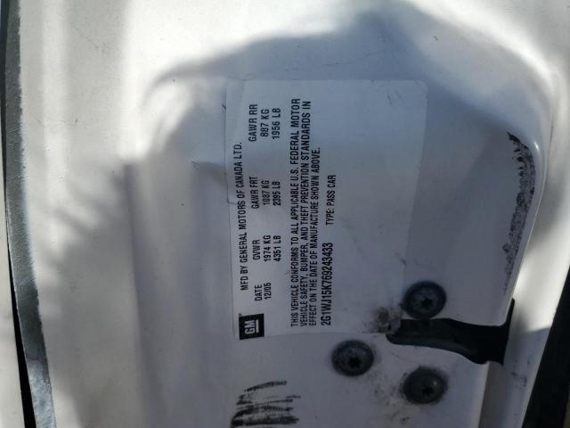 2G1WJ15K769243433 - 2006 CHEVROLET MONTE CARL თეთრი ფოტო 10