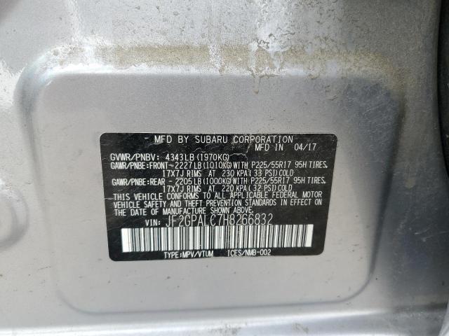 JF2GPALC7H8266832 - 2017 SUBARU CROSSTREK SILVER photo 10