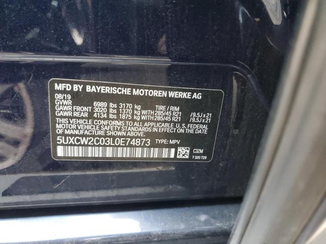 5UXCW2C03L0E74873 - 2020 BMW X7 XDRIVE4 BLUE photo 10