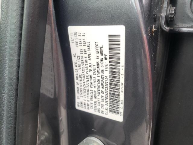 5J8TB2H25CA002724 - 2012 ACURA RDX BLUE photo 10