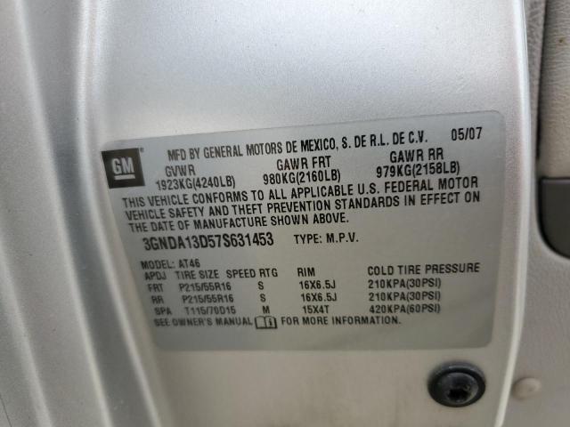 3GNDA13D57S631453 - 2007 CHEVROLET HHR LS SILVER photo 10