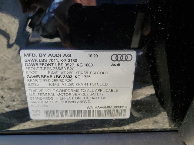 WA1AAAGE0MB008614 - 2021 AUDI E-TRON PRE BLACK photo 10