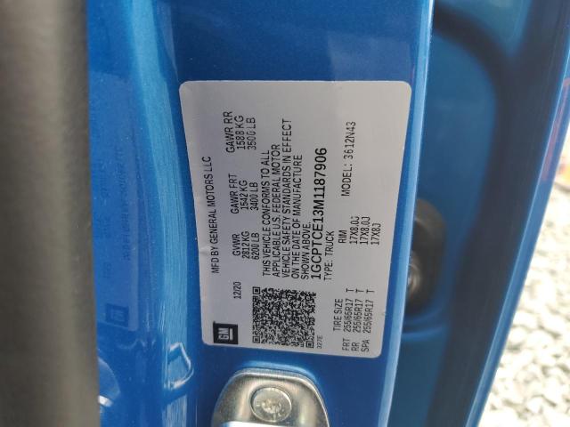 1GCPTCE13M1187906 - 2021 CHEVROLET COLORADO L BLUE photo 10