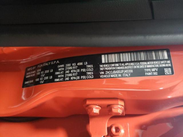 ZACCJBAB0JPJ45358 - 2018 JEEP RENEGADE S ORANGE photo 10