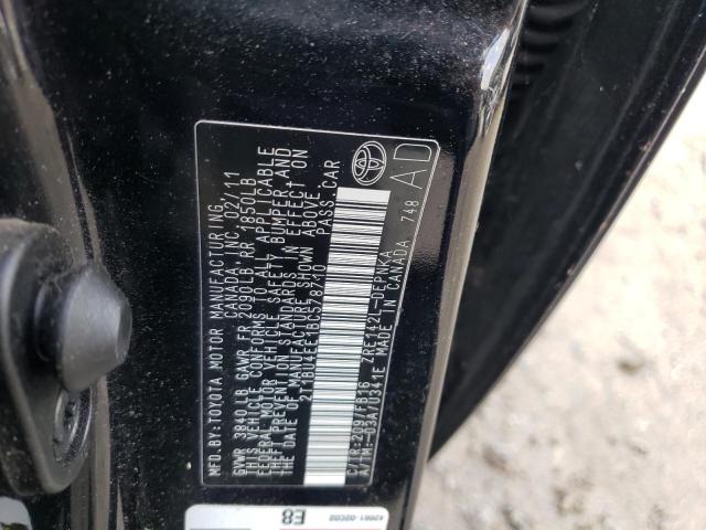 2T1BU4EE1BC578710 - 2011 TOYOTA COROLLA BA BLACK photo 10