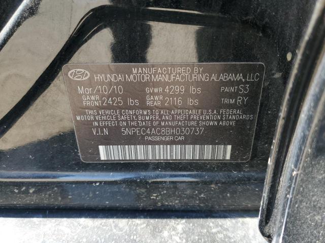 5NPEC4AC8BH030737 - 2011 HYUNDAI SONATA SE BLACK photo 10