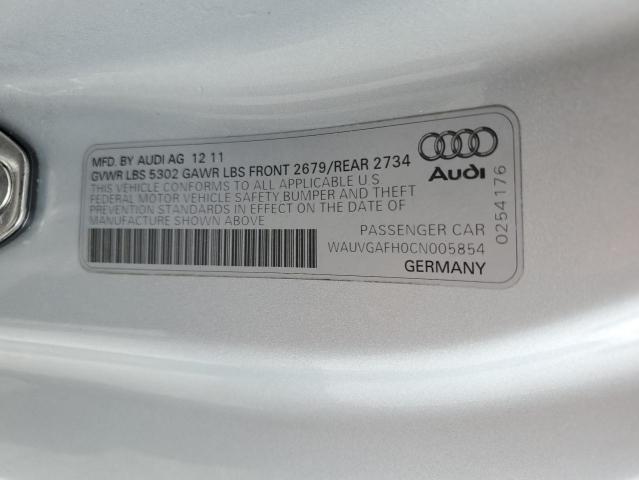 WAUVGAFH0CN005854 - 2012 AUDI S5 PRESTIG SILVER photo 10
