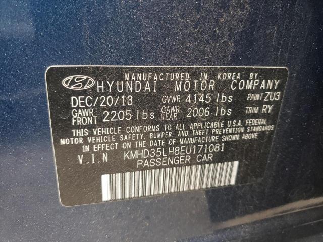 KMHD35LH8EU171081 - 2014 HYUNDAI ELANTRA GT BLUE photo 10