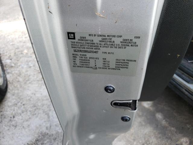 5GZER23D69J200487 - 2009 SATURN OUTLOOK XR SILVER photo 10