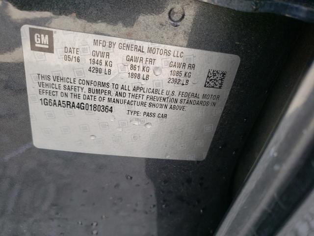 1G6AA5RA4G0180364 - 2016 CADILLAC ATS BLACK photo 10