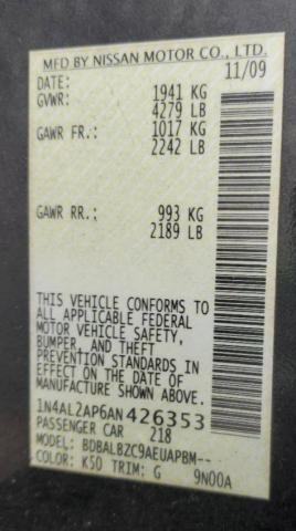 1N4AL2AP6AN426353 - 2010 NISSAN ALTIMA BAS GRAY photo 10