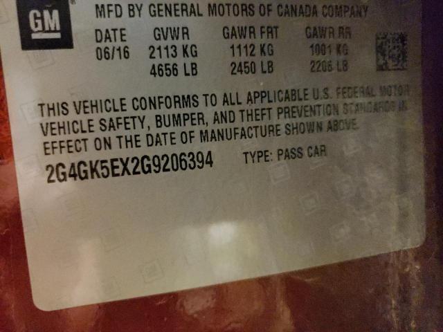 2G4GK5EX2G9206394 - 2016 BUICK REGAL RED photo 10