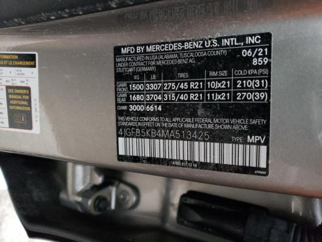 4JGFB5KB4MA513425 - 2021 MERCEDES-BENZ GLE 450 4M GOLD photo 10